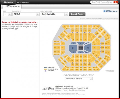 Mayweather vs Pacquiao tickest sold out