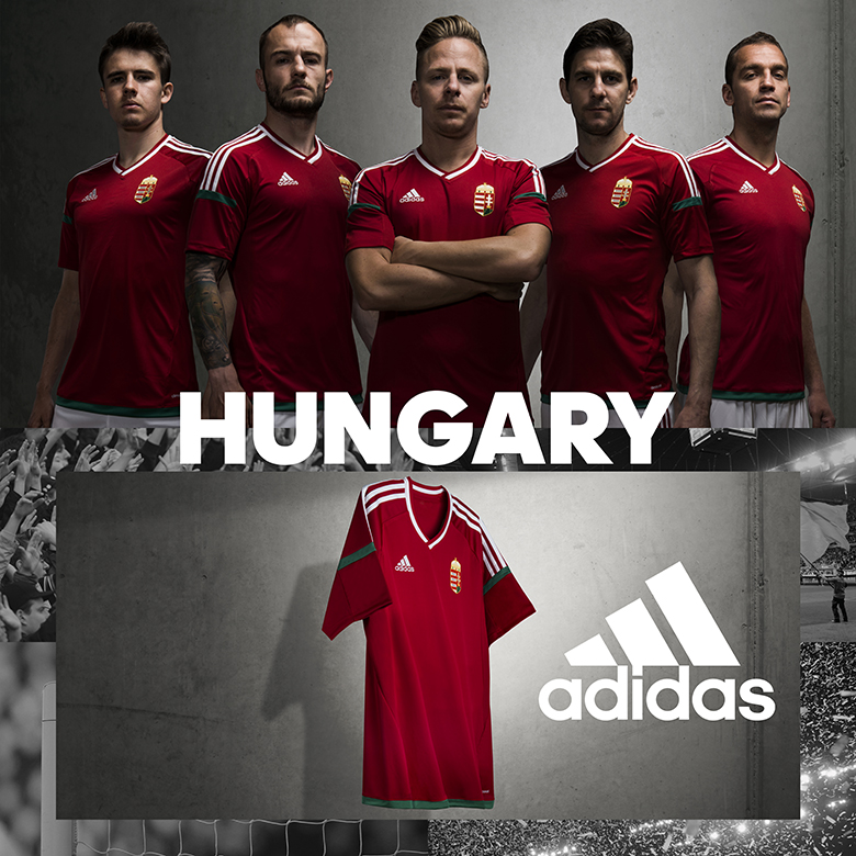 A magyar labdarúgó válogatott piros Eb-meze (Fotó: adidas)